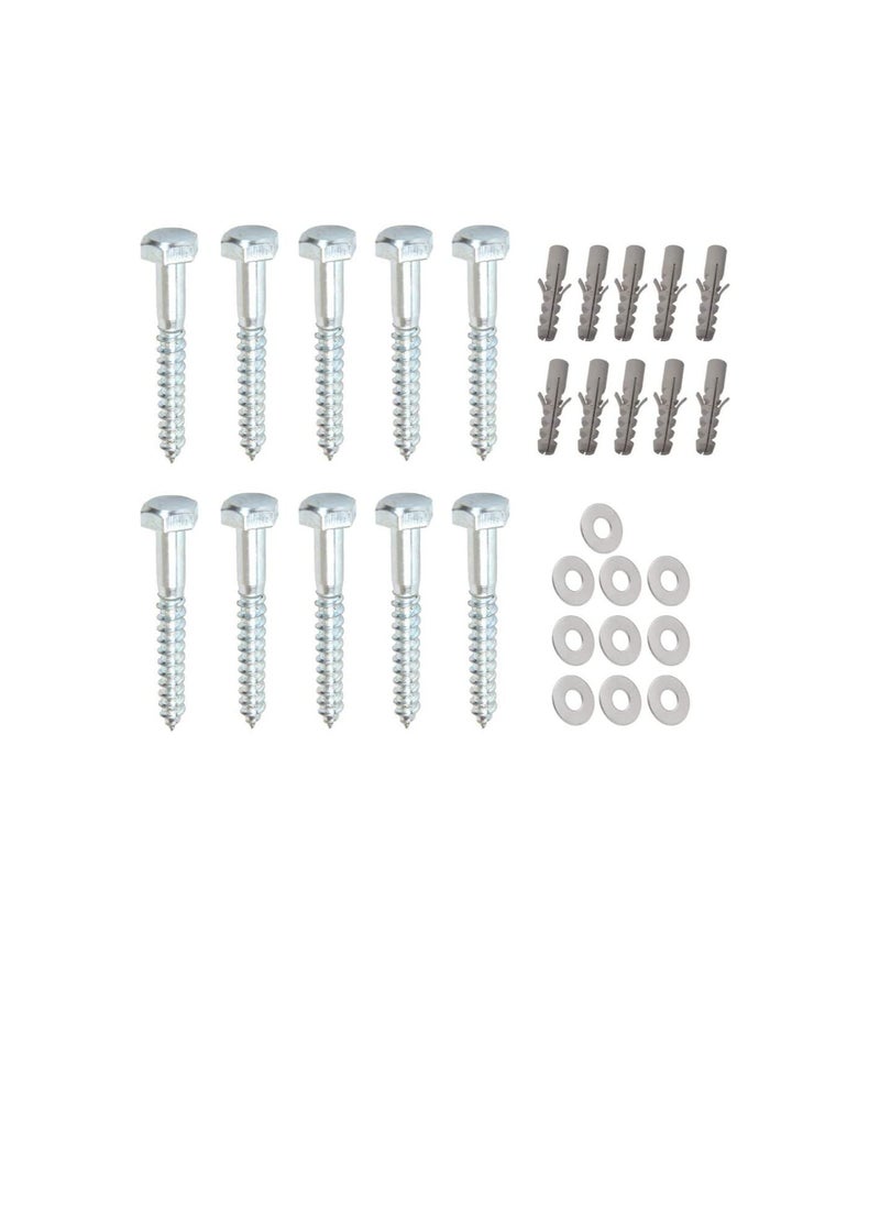 Generic 10 Pcs Galvanized (G.I) Hex Head Coach Screws with Washer & Fisher Plug Wood Working for Holding Together Heavy Timber, and Concrete Working. (6mm, Length 2-1/2 Inch)  - Image 1