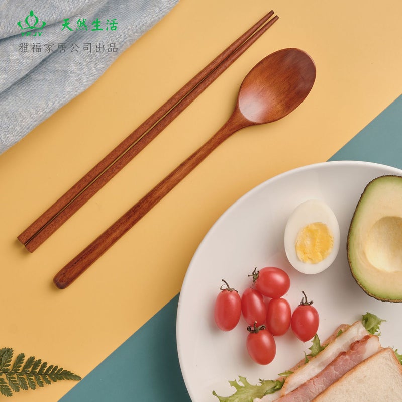 Yfjy Korean-Style Wooden Chopsticks Tableware Suit Picnic Portable Tableware Student Tableware Two-Piece Set - Image 3