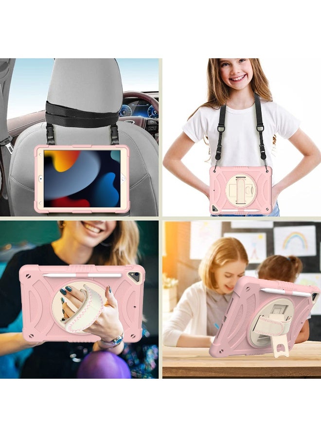 NIBEMINENT Case for ipad 9th/8th/7th Generation 10.2'' Heavy Duty Screen Protector 360° Rotating Stand Handle Pencil Holder Shockproof Drop Protection Shoulder/Hand Strap Durable Kids-Friendly  - Image 3