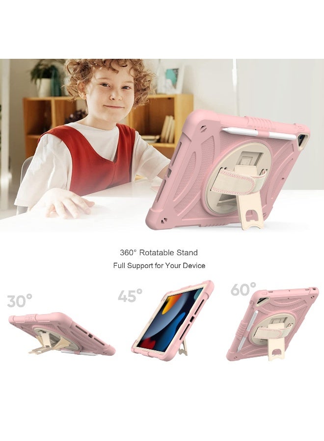 NIBEMINENT Case for ipad 9th/8th/7th Generation 10.2'' Heavy Duty Screen Protector 360° Rotating Stand Handle Pencil Holder Shockproof Drop Protection Shoulder/Hand Strap Durable Kids-Friendly  - Image 2