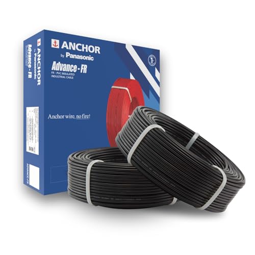 Anchor by Panasonic Advance FR 90m 4 sq.mm Electric Wire, PVC Insulated Class 2 Conductor (100% Copper), Anti-Rodent & Flame Retardant Wire for Domestic & Industrial Use (27426BK-02) - Image 1