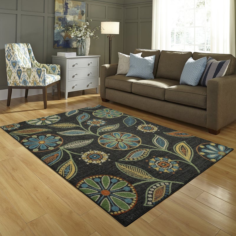 Maples Rugs Reggie Floral Area Rugs for Living Room  Bedroom Made in USA Multi 5 x 7