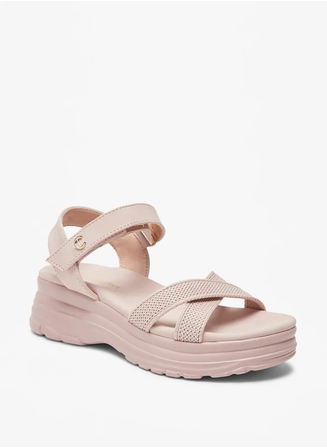 لو كونفورت Girls Chunky Strappy Sandals with Hook and Loop Closure