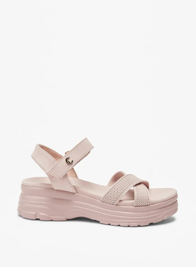 Le Confort Girls Chunky Strappy Sandals with Hook and Loop Closure