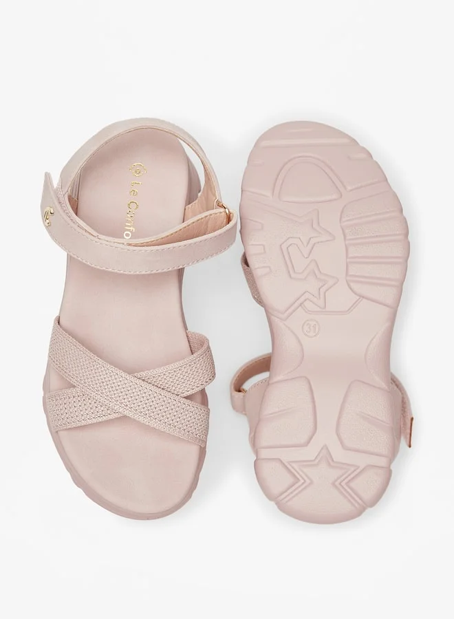 Le Confort Girls Chunky Strappy Sandals with Hook and Loop Closure