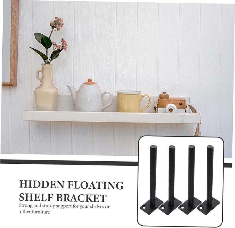 Jojofuny 4Pcs Hidden Shelf Bracket Heavy Duty No Screws Industrial Modern Look - Image 4
