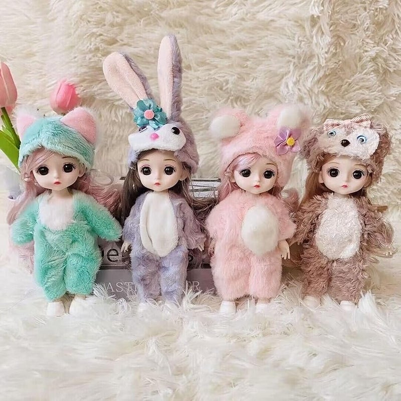 TNDCKP 4 Pcs 6 Inch Princess Girl Mini Cute Dolls, Sister Small Princess Dolls, Miniature Little Girl for 3+ Year Old Girls - Image 2