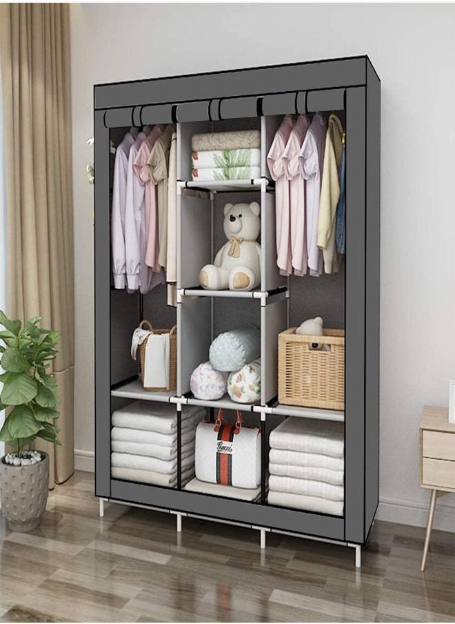fashionhome Multifunction Portable Non-Woven Fabric Clothes and Household Items Storage Wardrobe Display Stand for Living Room Storage Cabinet 127x45x168 cm  - Image 1
