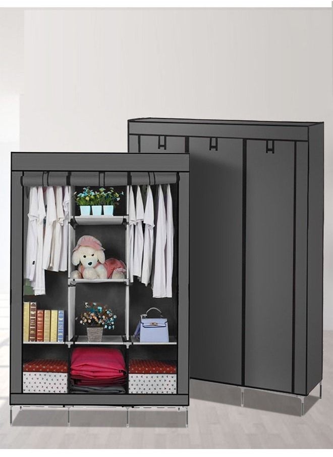 fashionhome Multifunction Portable Non-Woven Fabric Clothes and Household Items Storage Wardrobe Display Stand for Living Room Storage Cabinet 127x45x168 cm  - Image 3