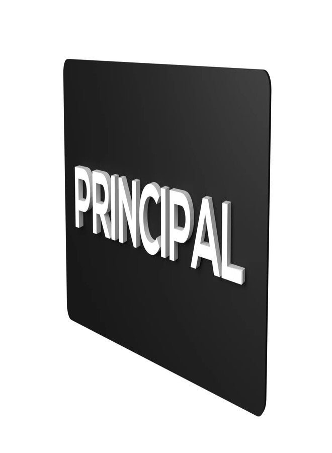 DECOR KAFE - 3D Acrylic Sign Board - Message Boards & Signs - Educational Institutions - Acrylic Principal Board Fixed With Waterproof- 3mm Letters, 3mm Sheet, Tape Backside (8" x 4", Black) - Image 1