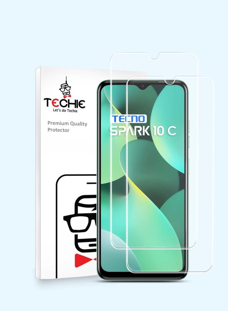 Techie 2 قطع واقي شاشة زجاجي مقسى HD لتكنو سبارك 10C - مضاد للانعكاس مضاد للفقاعات صلابة 9H سمك 0.33 مم حواف مدورة تركيب سهل - Image 1