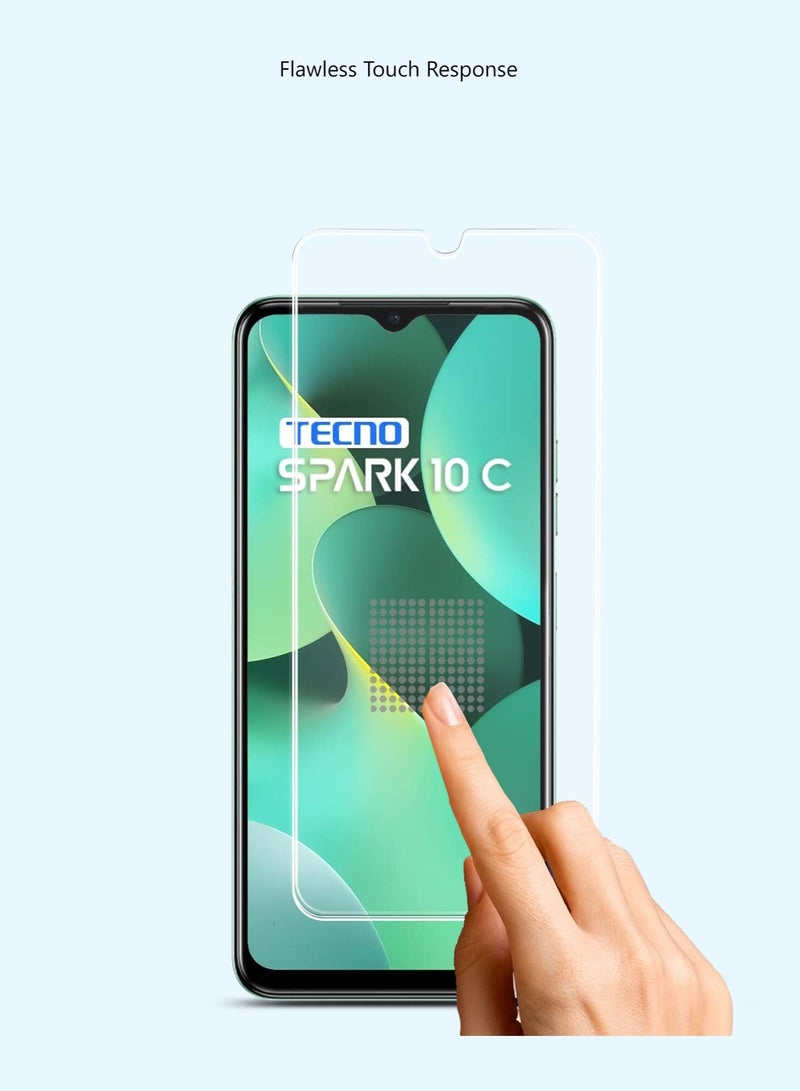 Techie 2 قطع واقي شاشة زجاجي مقسى HD لتكنو سبارك 10C - مضاد للانعكاس مضاد للفقاعات صلابة 9H سمك 0.33 مم حواف مدورة تركيب سهل - Image 4