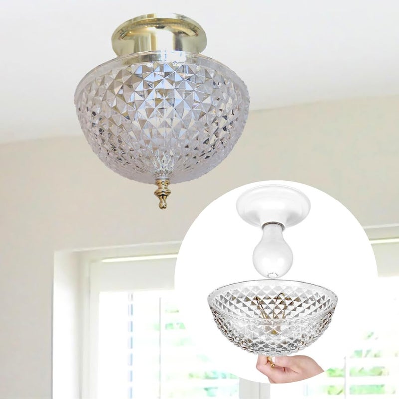 Evelots Clip On Shade for Ceiling Light Bulb or Lamp-Antique-Diamond Cut-Acrylic - Image 1