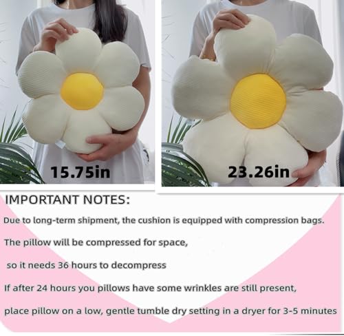 Vdoioe Flower Pillow, Daisy Flower Shaped Pillow Cushion six Petal 15.75" Floor Pillows White Home Decorative Pillows for Bed, Sofa, Couch - Image 5