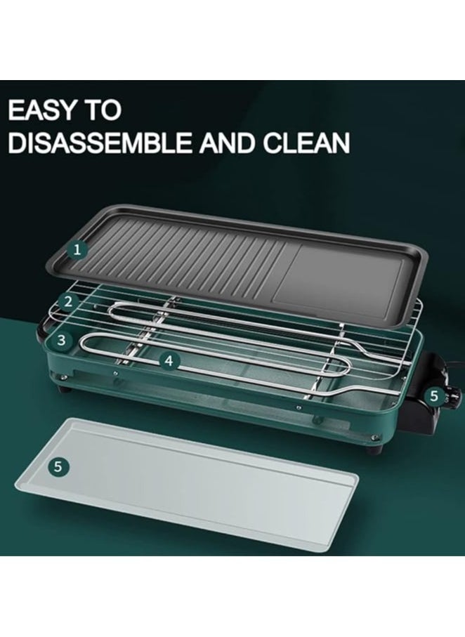 Generic Electric Griddle with Nonstick Cooking Plate, 2-in-1 Indoor Smokeless Grill 18"x 8.7" 1500W Large Skillet Removable Drip Tray, Cool-Touch Handle, Adjustable 5 Level Temp Control for Pancake Burger Egg  - Image 3