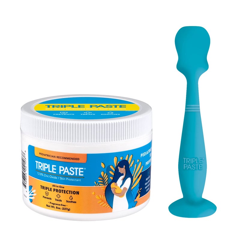 Triple Paste Diaper Rash Cream and Spatula Bundle 8 oz Zinc Oxide Ointment and Spatula Treatment Soothe and Prevent Rash with a PediatricianRecommended Hypoallergenic Formula