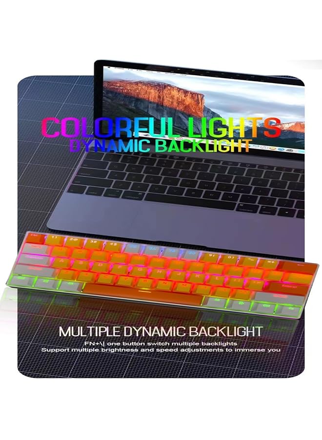 61 Keys Rgb Gaming Keyboard 60% Mini Wired Waterproof With Anti Ghosting Keyboard And Three Color Keycaps With Red Switch For Gamers(Yellow White And Orange) - Image 2
