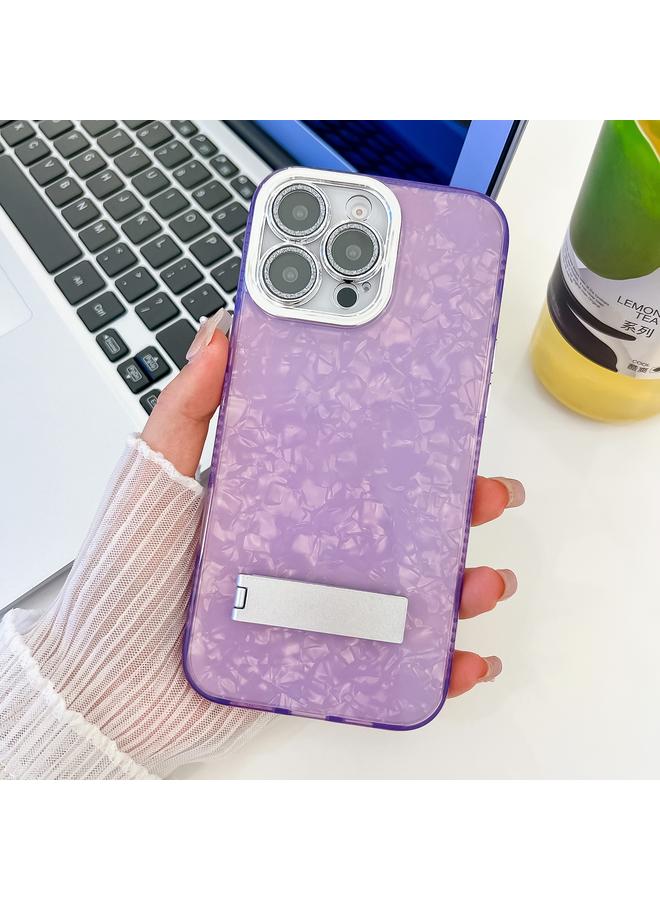 جراب هاتف قابل للطي من مادة TPU مع طبقة غشاء عدسة لهاتف iPhone 13 Pro Max (نمط صدفي أرجواني)