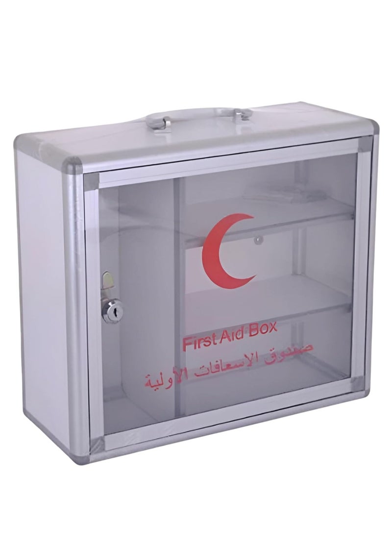 First aid box, Big Size Medicine Cabinet – Wall Mounted & Secure Steel Medicine Pills & First Aid Kit & Emergency Kit Box with Locks for Home Office & School Use  - Image 1