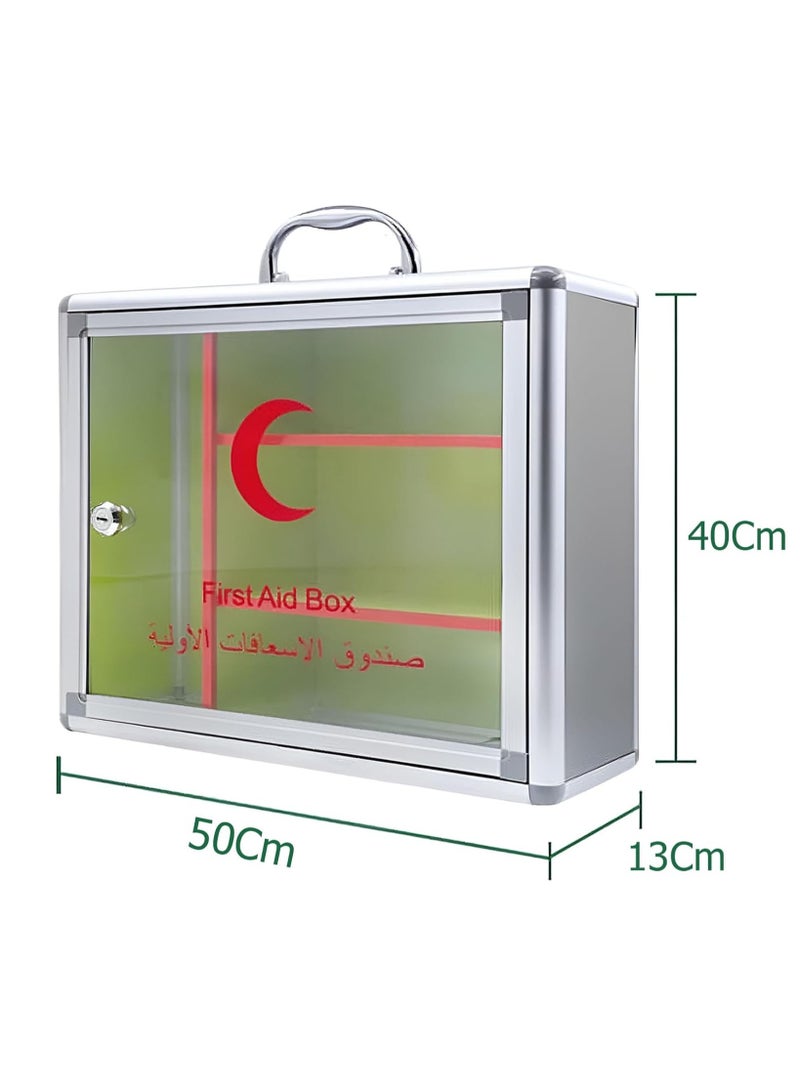 First aid box, Big Size Medicine Cabinet – Wall Mounted & Secure Steel Medicine Pills & First Aid Kit & Emergency Kit Box with Locks for Home Office & School Use  - Image 4