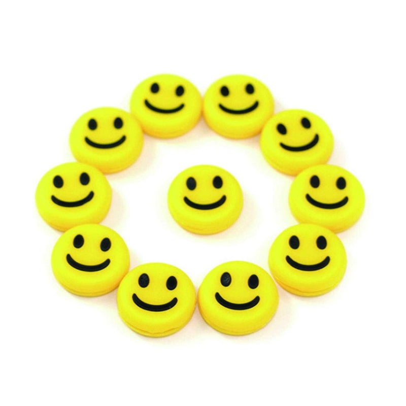 Acxico 8 Pcs Silicone Rubber Smile Face Tennis Racquet Vibration Dampener Shock Absorber(4 Smiley Yellow + 4 Surprise Yellow) - Image 4