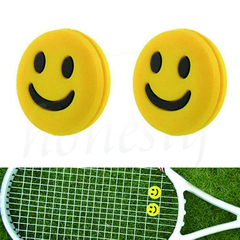 Acxico 8 Pcs Silicone Rubber Smile Face Tennis Racquet Vibration Dampener Shock Absorber(4 Smiley Yellow + 4 Surprise Yellow) - Image 2