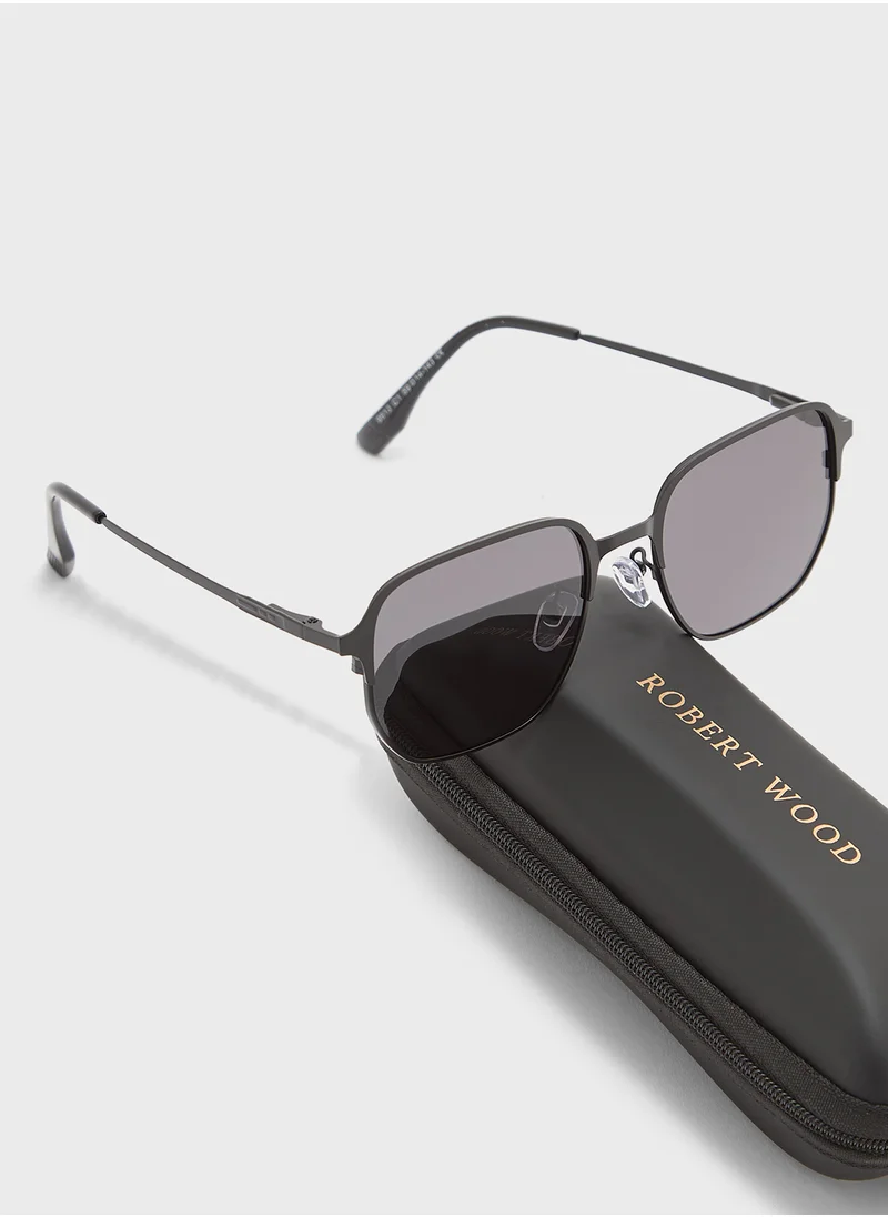 روبرت وود Polarized Lens Square Aviator Sunglasses