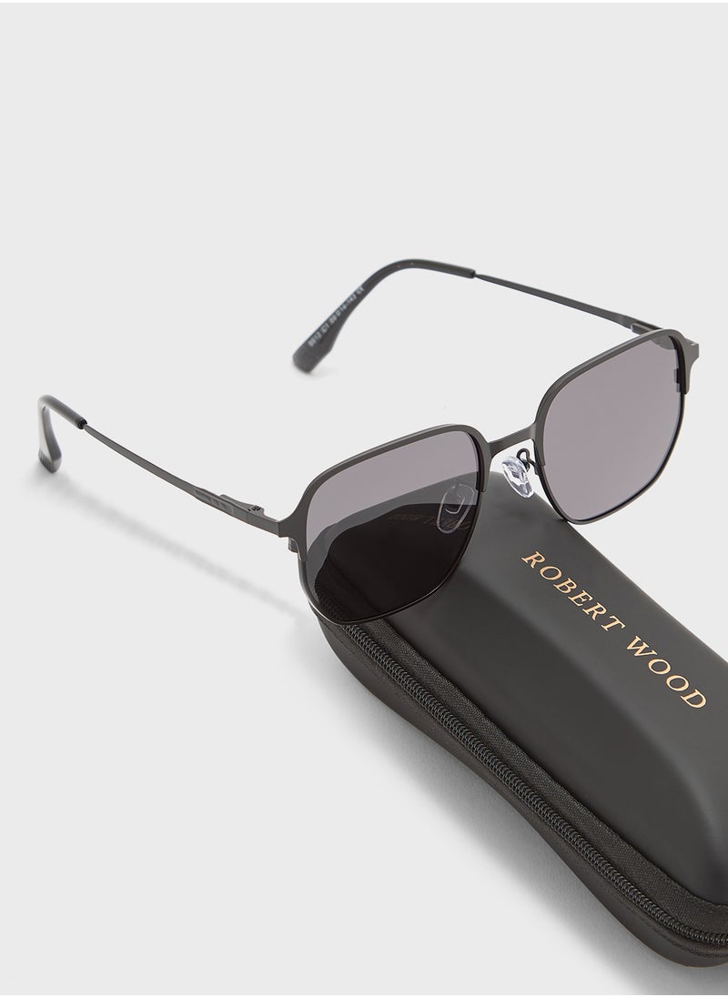 Robert Wood - Polarized Lens Square Aviator Sunglasses - Image 1