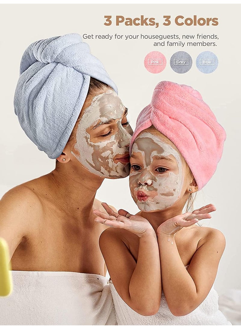 Beauenty Microfiber Hair Towel, 3 Packs Hair Turbans for Wet Hair, Drying Hair Wrap Towels for Curly Hair Women Anti Frizz - Image 3