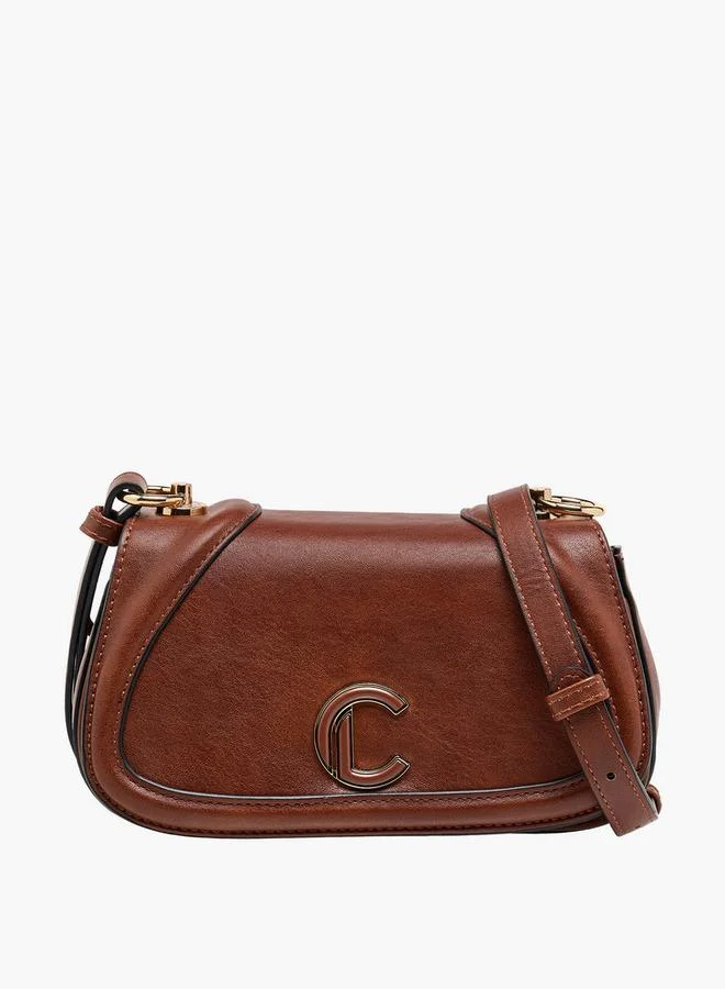 لو كونفورت Solid Crossbody Bag with Button Closure