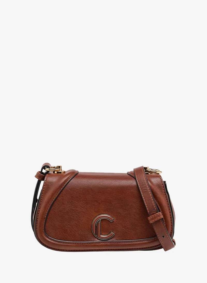 لو كونفورت Solid Crossbody Bag with Button Closure