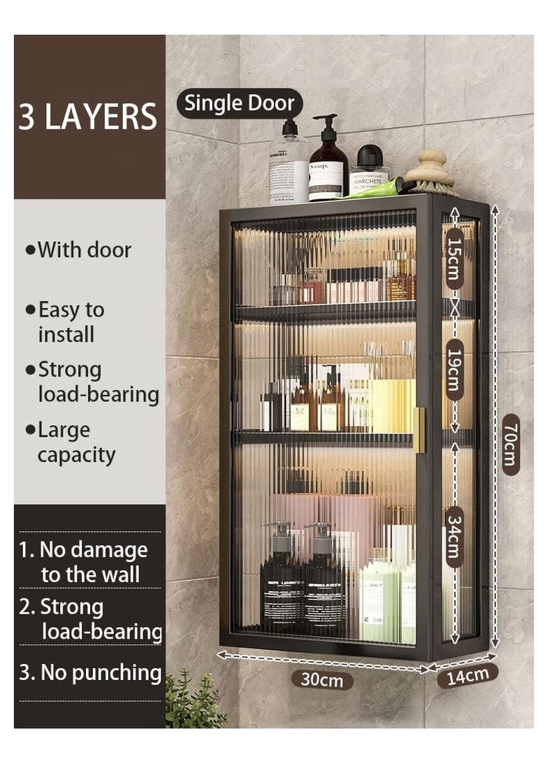 Generic Bathroom Shelf, Large Cosmetic Makeup Organizer, Wall Mounted Storage Shelves, for Bedroom Bathroom Kitchen Laundry Room (Single Door - 30cm)  - Image 2