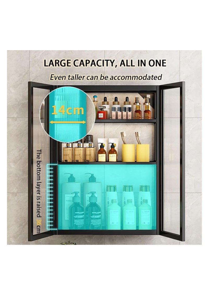 Generic Bathroom Shelf, Large Cosmetic Makeup Organizer, Wall Mounted Storage Shelves, for Bedroom Bathroom Kitchen Laundry Room (Single Door - 30cm)  - Image 3