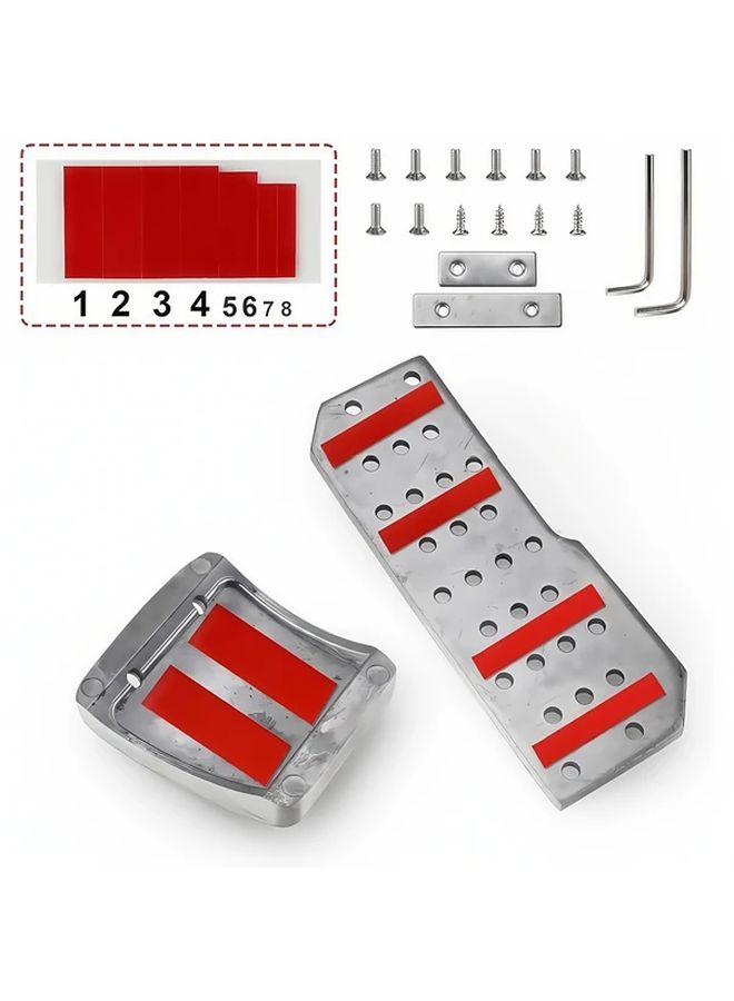 Universal Silvery Manual Transmission Car Pedal Covers Set For Brake And Accelerator - Image 3