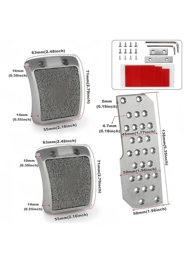 Universal Silvery Manual Transmission Car Pedal Covers Set For Brake And Accelerator - Image 2