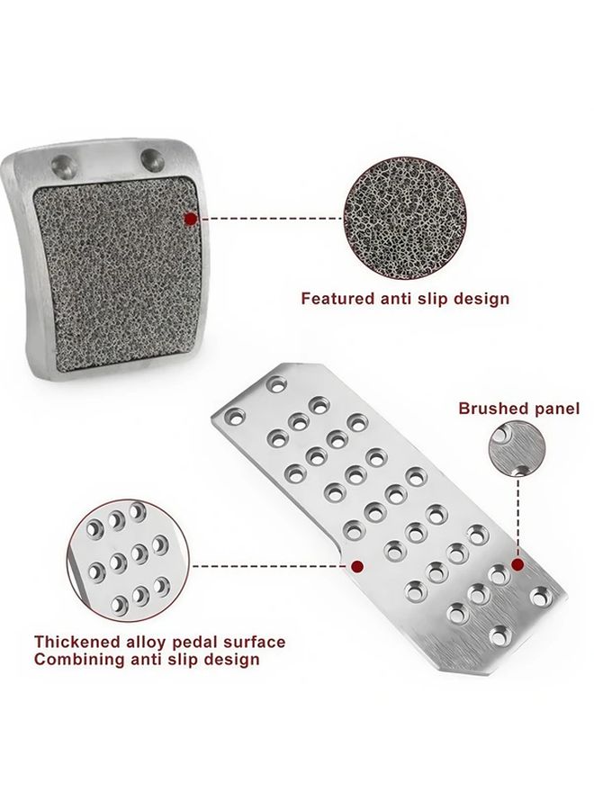 Universal Silvery Manual Transmission Car Pedal Covers Set For Brake And Accelerator - Image 4