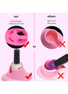 Y&D SYOSI 6 Pcs Nail Polish Bottle Holder, Soft Rubber Holder Anti‑Spill Stand for Art Salon Organizer Display Pink and White  - Image 3