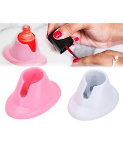Y&D SYOSI 6 Pcs Nail Polish Bottle Holder, Soft Rubber Holder Anti‑Spill Stand for Art Salon Organizer Display Pink and White  - Image 4