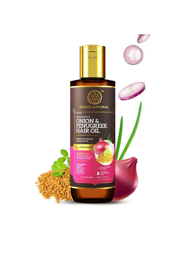 Khadi Natural Onion And Fenugreek Hair Oil| Strengthens Hair Follicles| Frizz-Free Hair| Paraben Free| - Powered Botanics, 200Ml - Image 1