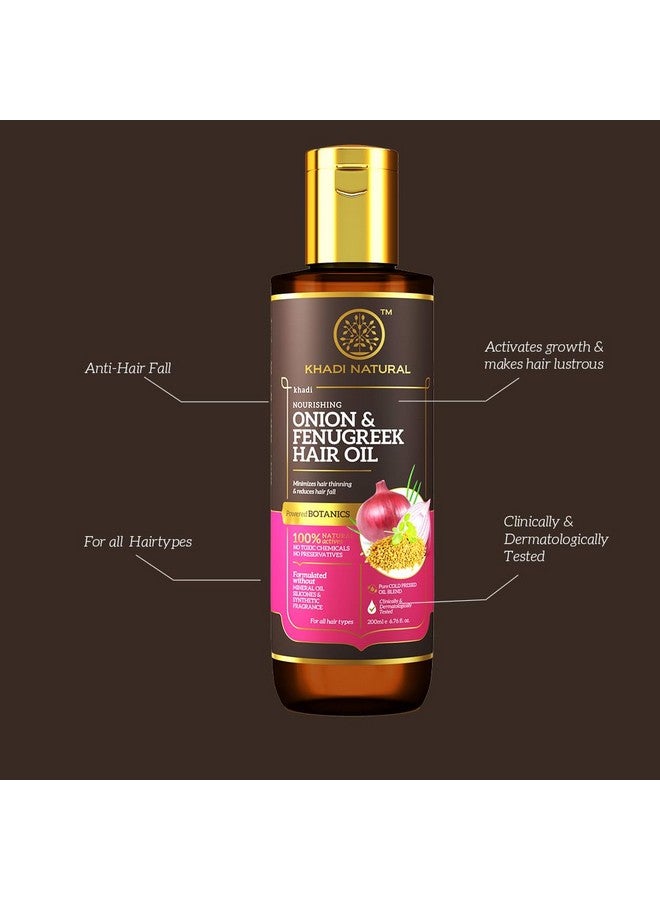 Khadi Natural Onion And Fenugreek Hair Oil| Strengthens Hair Follicles| Frizz-Free Hair| Paraben Free| - Powered Botanics, 200Ml - Image 2