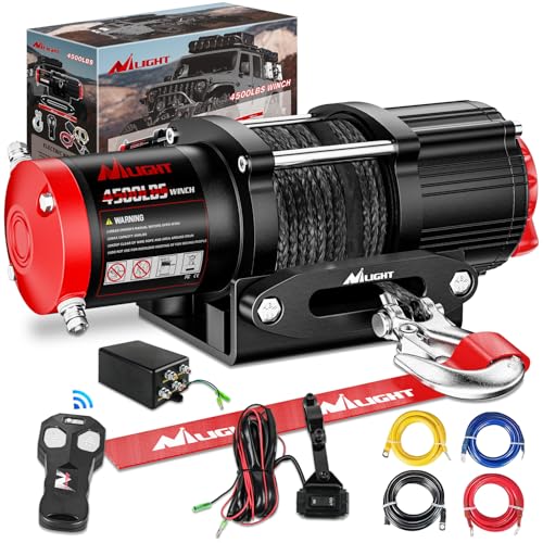 Nilight ونش كهربائي نيللايت ATV UTV 12V 4500 رطل لجر مقطورة شاحنة جيب على الطرق الوعرة محمول مقاوم للماء IP67 مع حبل صناعي تحكم عن بعد لاسلكي وسلكي لوحة تركيب هوز فيرليد - Image 1