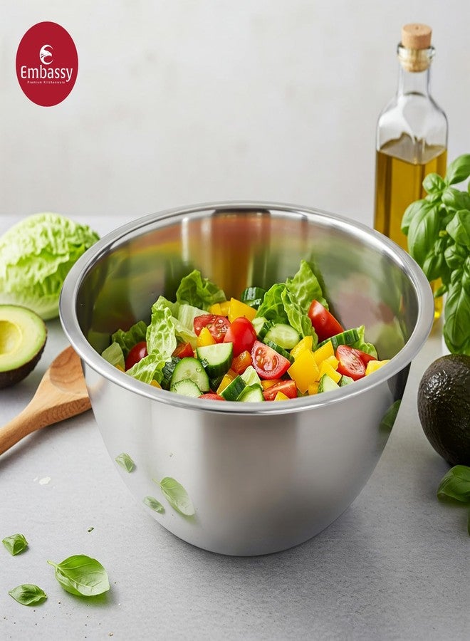 EMBASSY Stainless Steel Pack of 2 Mixing Bowls for Kitchen | Size 3 | 2100 ml | Bowls for Baking, Mixing Atta, Storing and Serving | Ideal for Gifting - Image 2