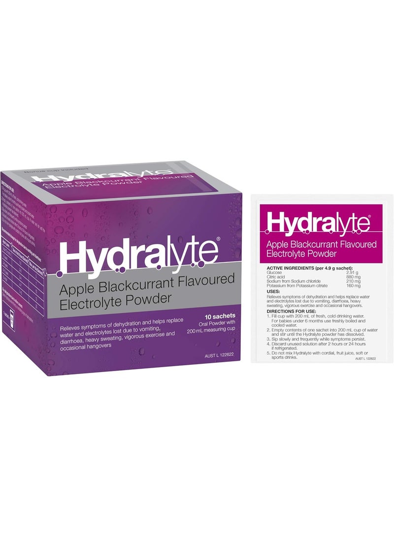 Hydralyte Sachets Apple Blackcurrant Flavor  4.9Gx10 - Image 4