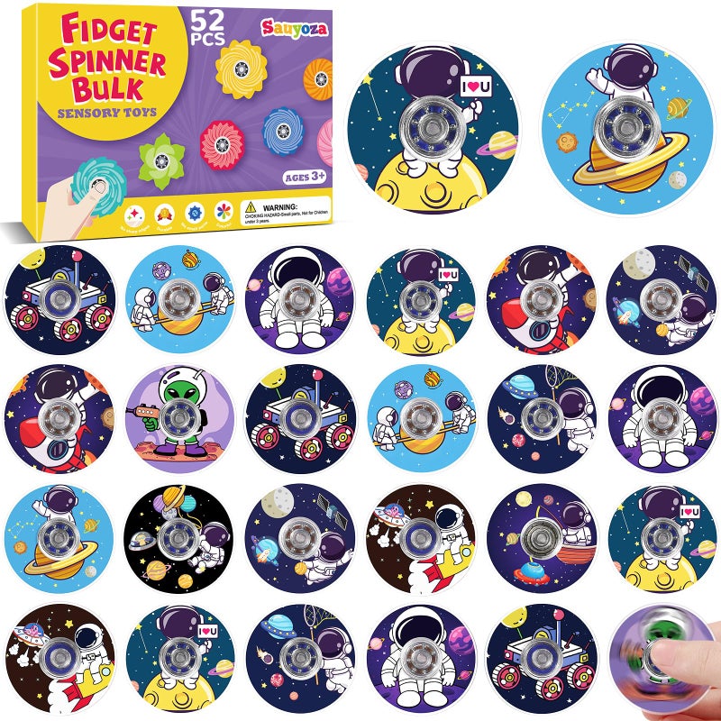 Sauyoza 52 Pcs Space Party Favors for Kids Astronaut Fidget Spinners Toys Galaxy Themed Goodie Bag Fillers Outer Space Birthday Party Decorations Classroom Prizes Treasure Box Toys for School - Image 3