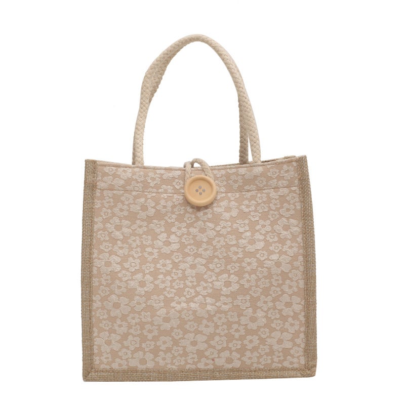 Linen Handheld Bucket Bag - Image 5