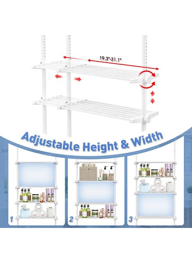 SUNALLY Over The Toilet Storage Shelf, 4-Tier Adjustable Over Toilet Bathroom Organizer,Tension-Mounted Bathroom Storage Rack for Ceilings, No Drill Space-Saving Shelving for Small Rooms,White - Image 4