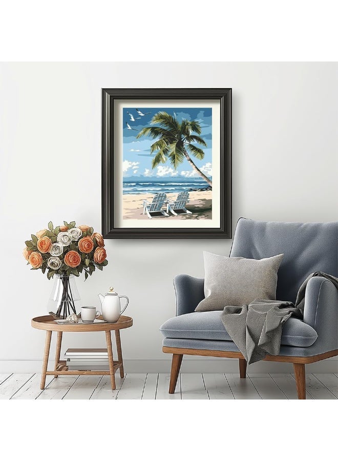 Paint by Numbers Kit for Adults - Beach DIY Adult Paint by Number Kits Seascape Acrylic Canvas Painting for Adults Beginners Kids Art Crafts Without Frame, 16x20 Inch - Image 3