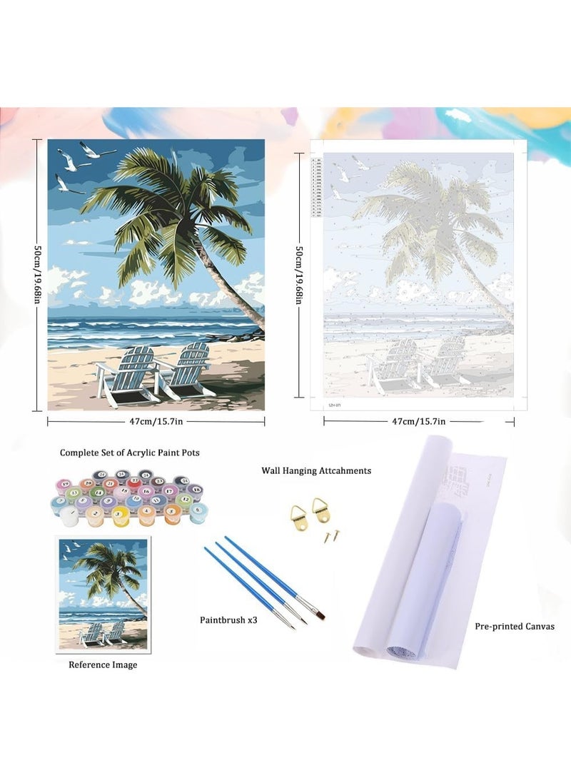 Paint by Numbers Kit for Adults - Beach DIY Adult Paint by Number Kits Seascape Acrylic Canvas Painting for Adults Beginners Kids Art Crafts Without Frame, 16x20 Inch - Image 5
