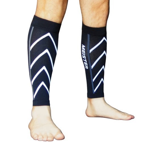 Meister Graduated 20-25mmHg Compression Running Leg Sleeves for Shin Splints (Pair) - Black - Medium - Image 2