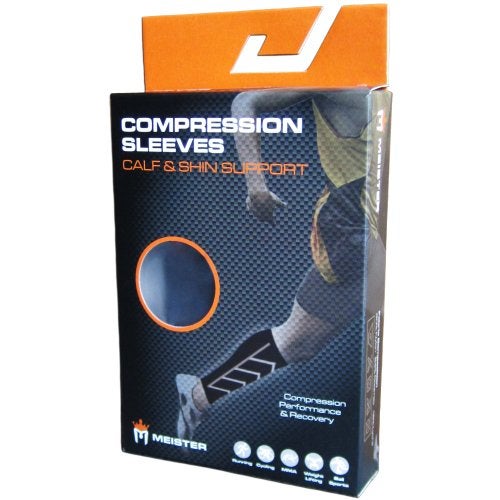 Meister Graduated 20-25mmHg Compression Running Leg Sleeves for Shin Splints (Pair) - Black - Medium - Image 3